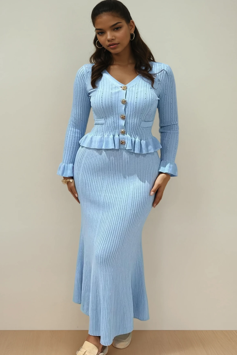 Serenity Knit Peplum Set – Beyond All Dreams