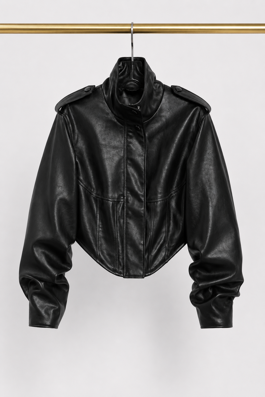 Black Sculpt Faux Leather Jacket